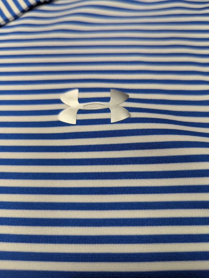 Camisa polo masculina listrada preta fria Under Armour tamanho grande manga curta - Imagem 3 de 4