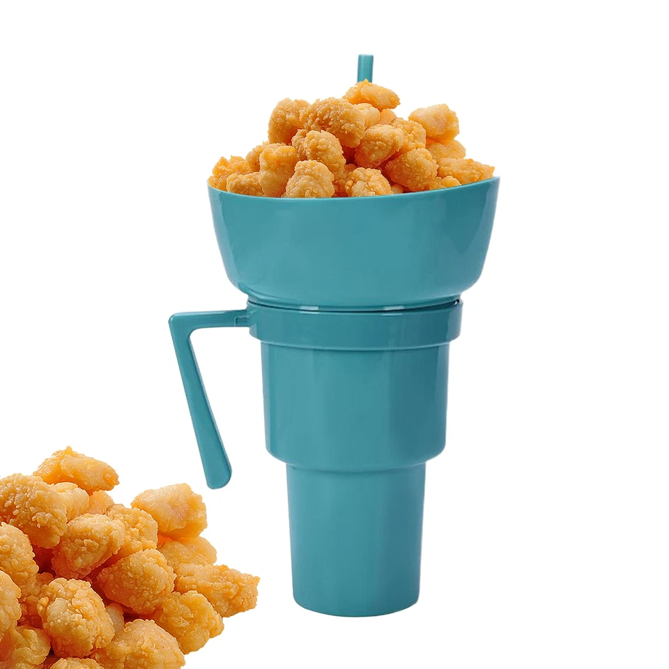 Combo de taza de aperitivo y bebida, taza de bebida con tazón de aperitivo para postre camping diario Foto 2 de 4