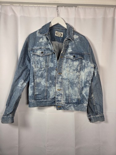 Vintage Britches Great Outdoors Acid Wash Splatter Denim Jean Jacket Men's S - Image 1