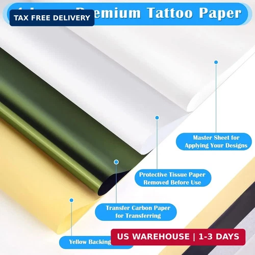 50 Sheets Tattoo Transfer Paper, Cridoz Tattoo Stencil Paper for Tattooing, Tran image 4