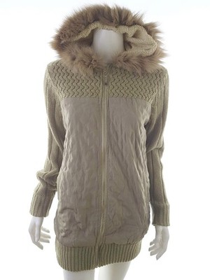 CHERRY DESIGN Damen Mantel Gr. S Beige Acryl Langer Ärmel