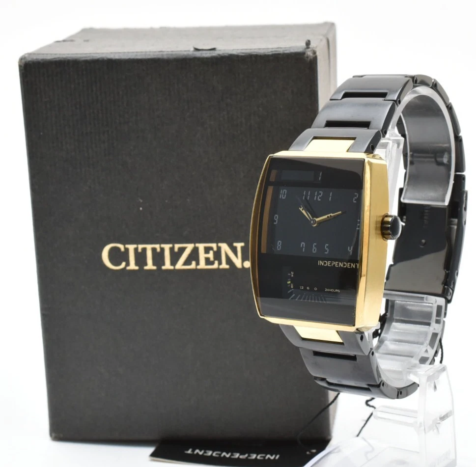 [Near MINT] Citizen Independent G300-002783 Dual Time Rare Black Men’s Watch