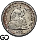 1871 Seated Liberty Half Dime, Tough Date