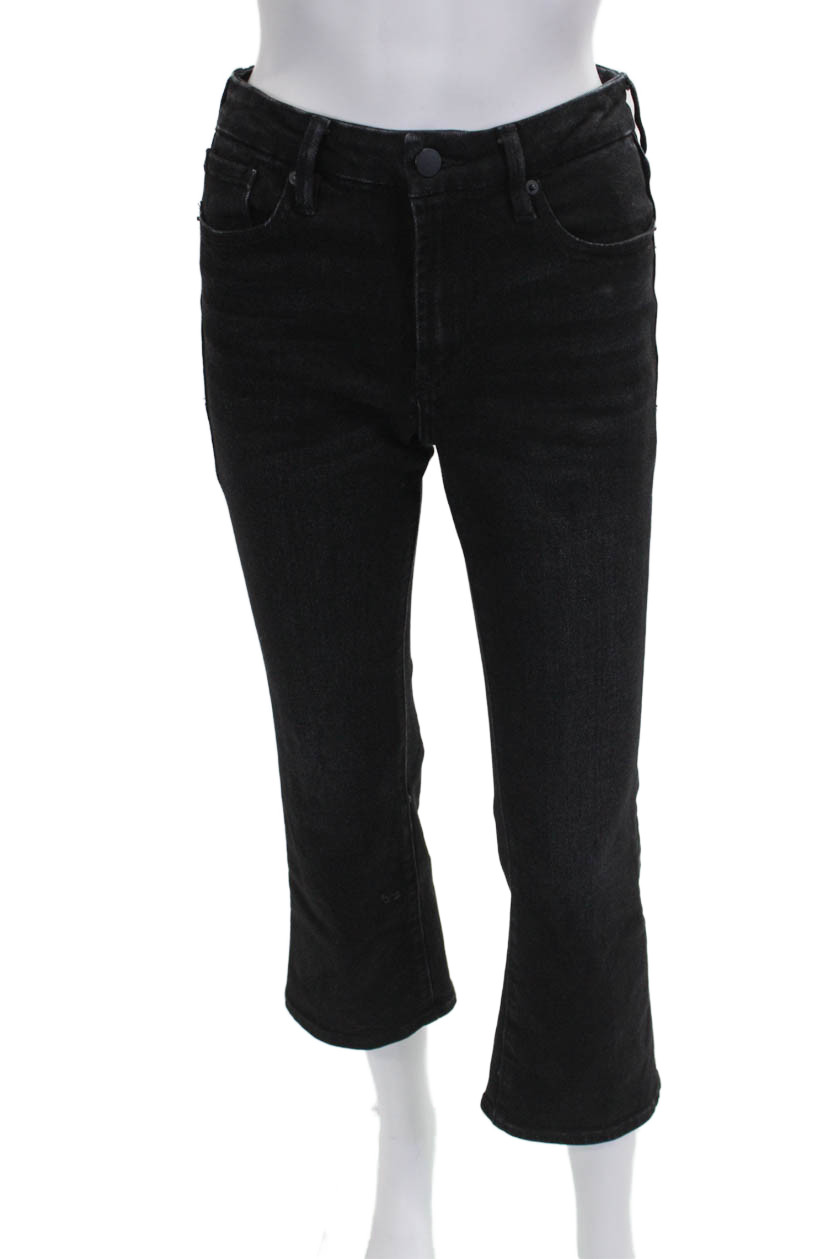Dear John Womens Cropped Jeans Black High Rise Button Cotton Size 26Free Shipping in US $100+ Orders | $6.95 Orders Below