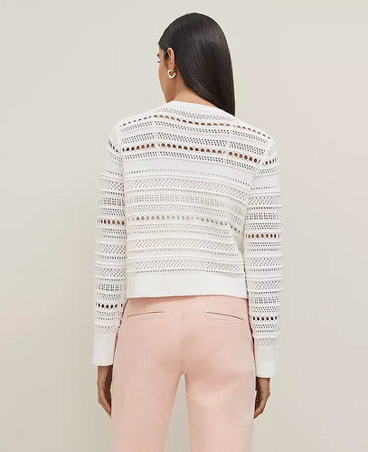 NEW $129 Ann Taylor Pointelle textured Cardigan Sweater sz S - Picture 2 of 3