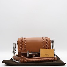 Tod's Brown Leather Double T Tassel Small Crossbody Bag