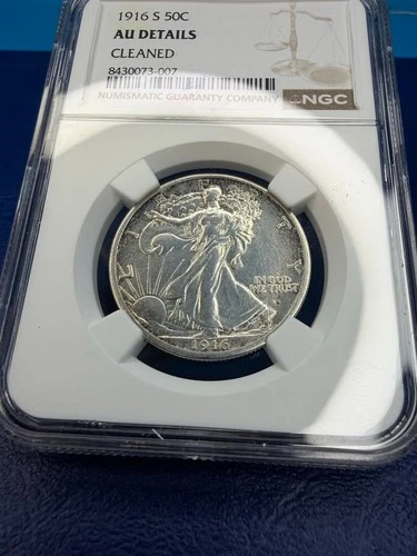 1916-S Walking Liberty NGC AU details cleaned