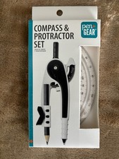 Pen Gear Compass Protractor Set 12 Circles Measures Inches Centimeters new