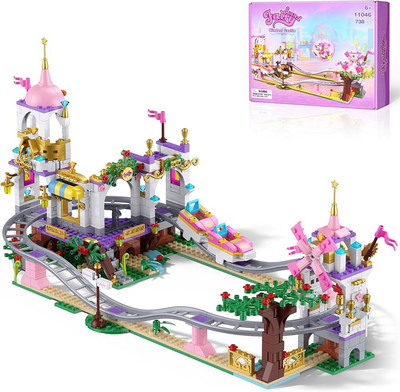 Castle Roller Coaster Building Set   738Pcs STEM Amusement Park Construction Kit