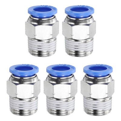 5 Stk Push To Connect Fitting 10mm x 3/8'' Gewinde gerade blau