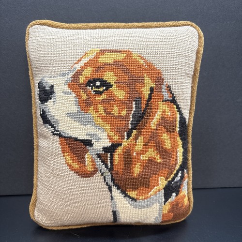 Needlepoint Throw Pillow Petit Point Technique Beagle Dog
