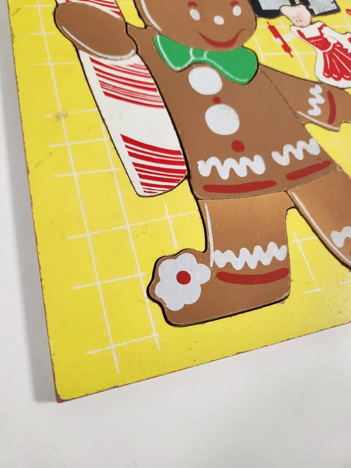 Vintage Playskool Gingerbread Man 185-21 Wood 14 Piece Puzzle Rare 2-6 Years Old - Image 3 of 4