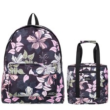 Roxy Sugar Baby Canvas Backpack and Cooler Bag Combo - Anthracite Sunny Flora...