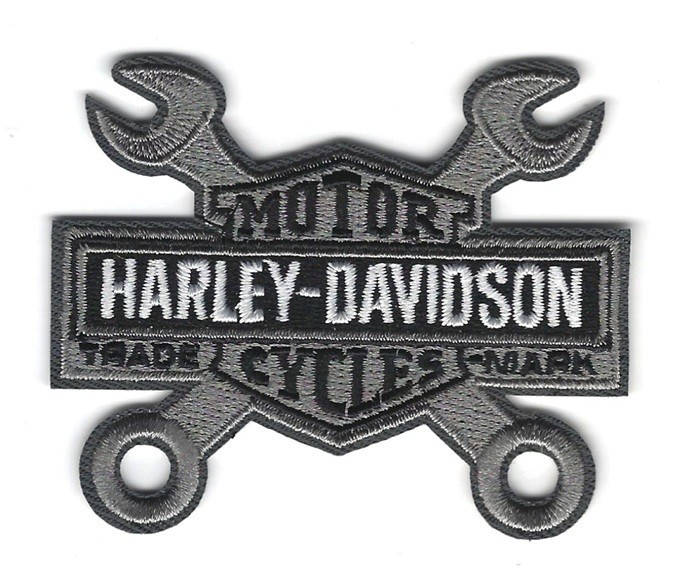 Harley Davidson Motorcycles Iron On Patches Wrench Logo Design 3" Wide