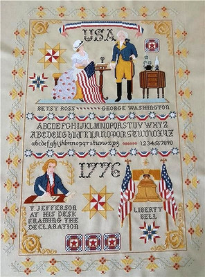 Twin Peak Primitives FOUNDING OF AMERICA Cross Stitch Pattern Only large sampler