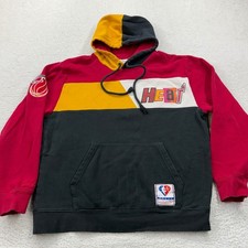 Mitchell Ness Miami Heat Color Block Hoodie Sweatshirt Mens Large NBA Basketball