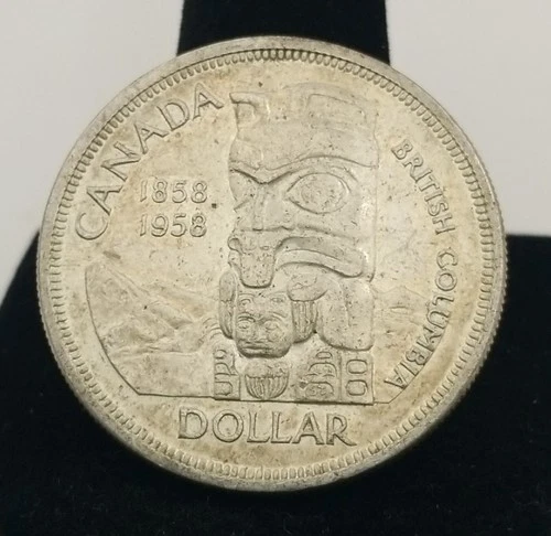 1958 Canada Dollar Silver Totem Pole Coin #21980