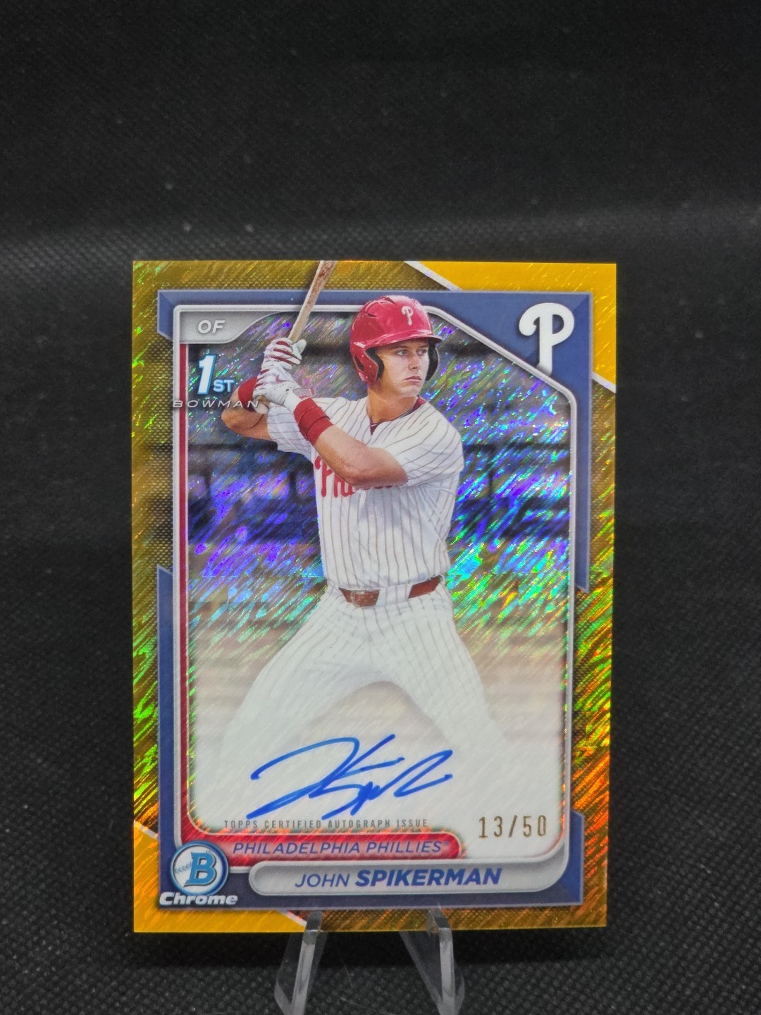 2024 Bowman Draft Chrome John Spikerman 1st Gold Shimmer Refractor Auto /50