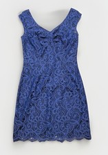 Lilly Pulitzer Dress Sleeveless Navy Blue Lace Scalloped Hem Lined Size 10