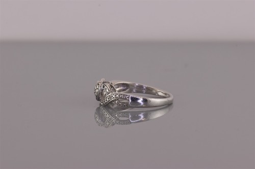 Sterling Silver Pinched Diamond Accented Heart Band Ring 925 Sz: 7 - Picture 5 of 8