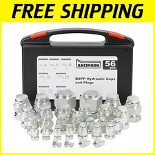 56PCS Hex Fastener BSPP Hydraulic Plugs & Caps - Corrosion-Resistant Storage Kit