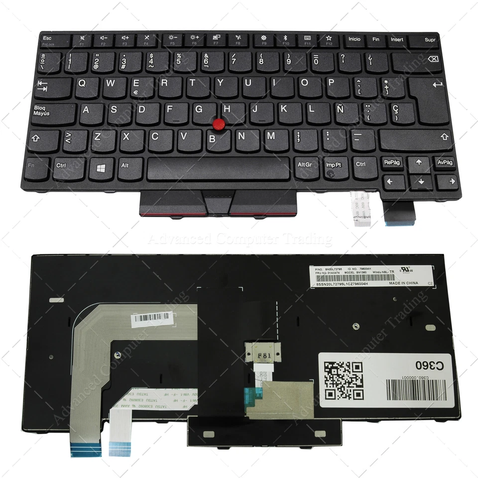 ADVANCED COMPUTER TRADING Teclado Español para Lenovo ThinkPad T470 01AX569 SN20L72890 | Con Trackpoint
