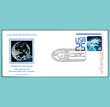 FDC U617 25c Shuttle & Space Station Hologram WSE Designer Day Cancel Uncovers