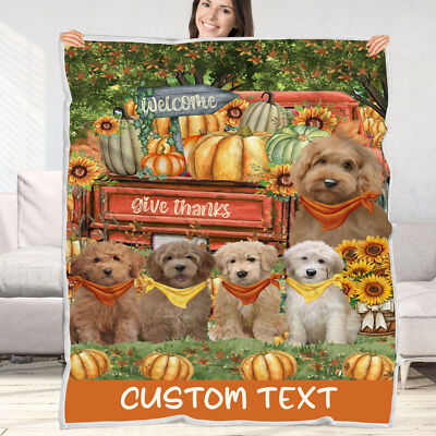 Goldendoodle Dog Blanket Personalized Throw Woven Fleece Sherpa Many Designs NWT