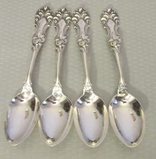 Frank W Smith Sterling Silver Kensington Set 4 Spoons engraved Bertha teaspoons