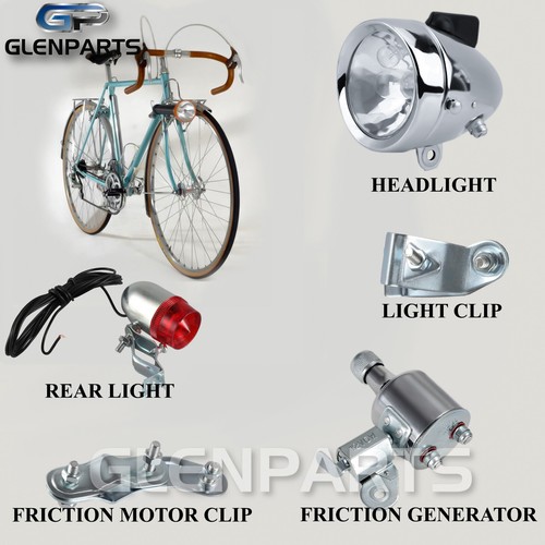 New 12V 6W Motorized Bike Friction Generator Dynamo Headlight TailLight Kit - Bild 2 von 7