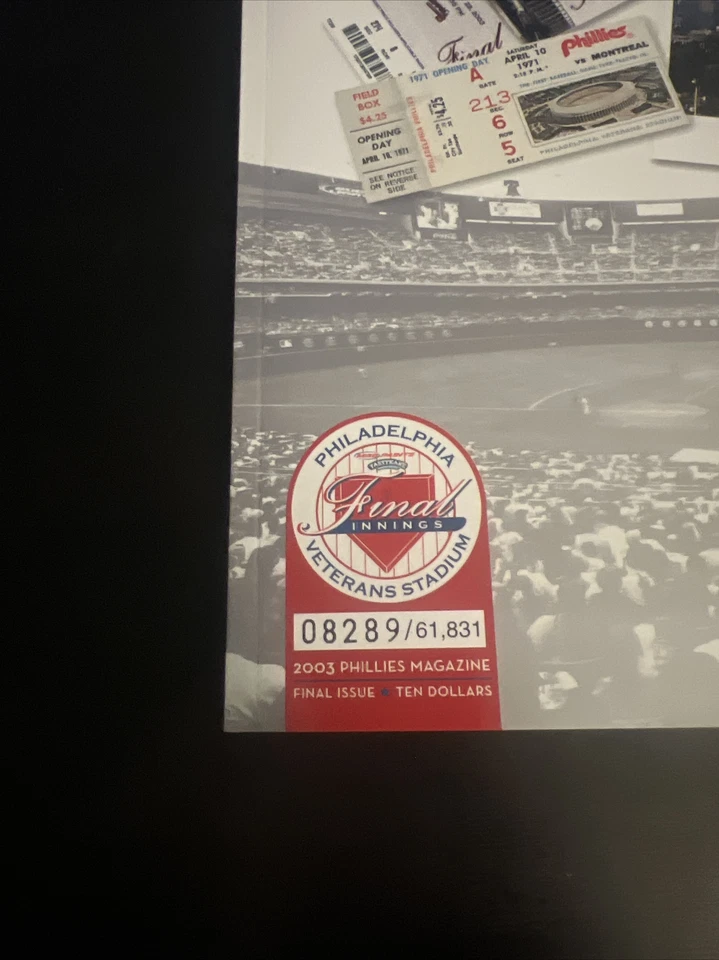 2003 PHILADELPHIA PHILLIES VET STADIUM FINAL INNINGS LAST PROGRAM SCORECARD* - Image 2 of 3