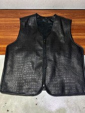Men's Crocodile Pattern Leather vest 100 Real Lambskin Slim Fit biker Coat