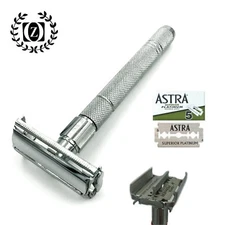 Vintage Double Edge DE Butterfly Safety Razor For Men's Shave + 5 Astra Blades