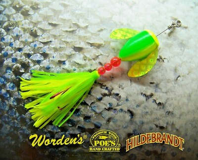 Worden's Spin-N-Glo Chartreuse Wings - Metallic Blue Chartreuse Tiger; 2