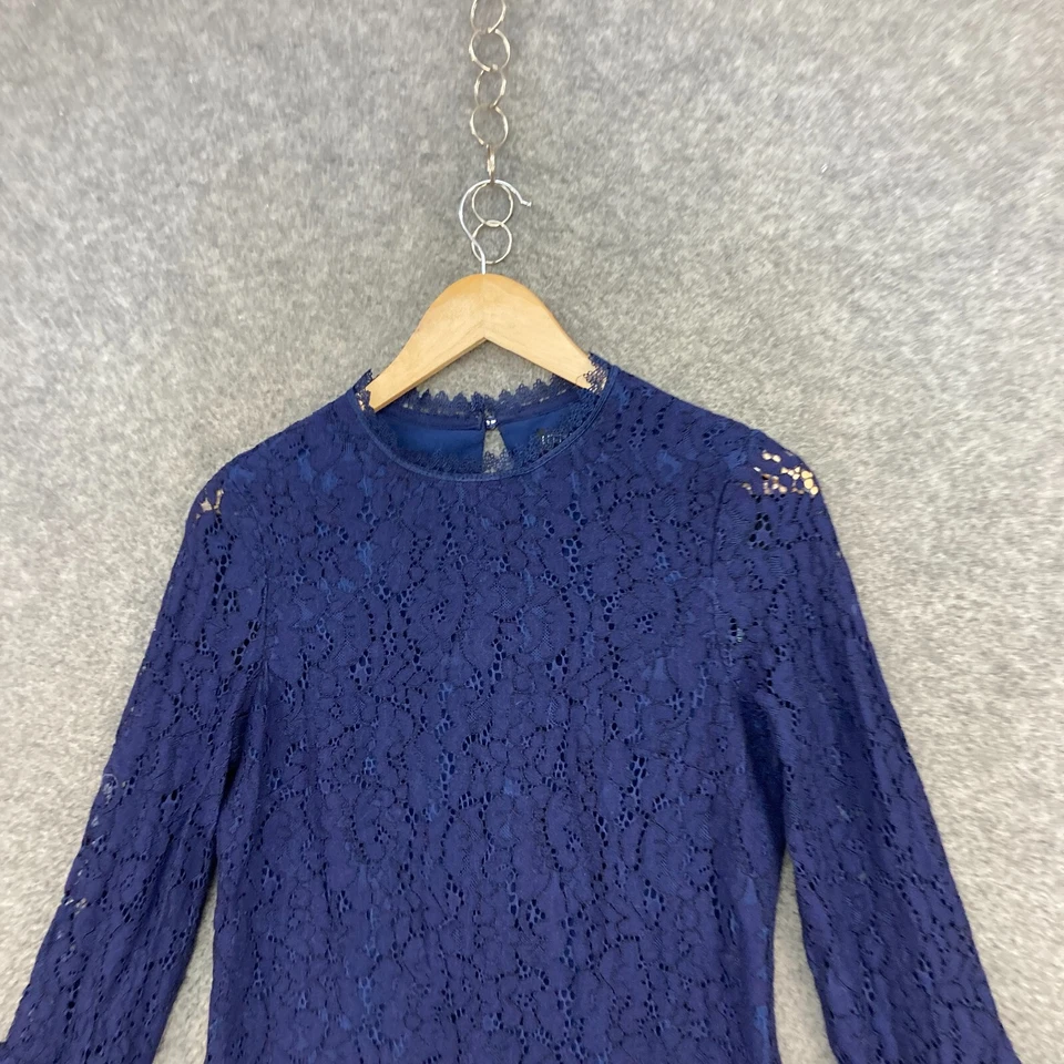 Маленькая хозяйка женское платье размер 12 синий цветочный кружева длинным рукавом мини 48723 - Изображение 3 из 4