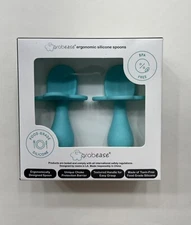 Grabease Baby & Toddler Self Feeding Utensils Two Spoons (New, Light Blue)
