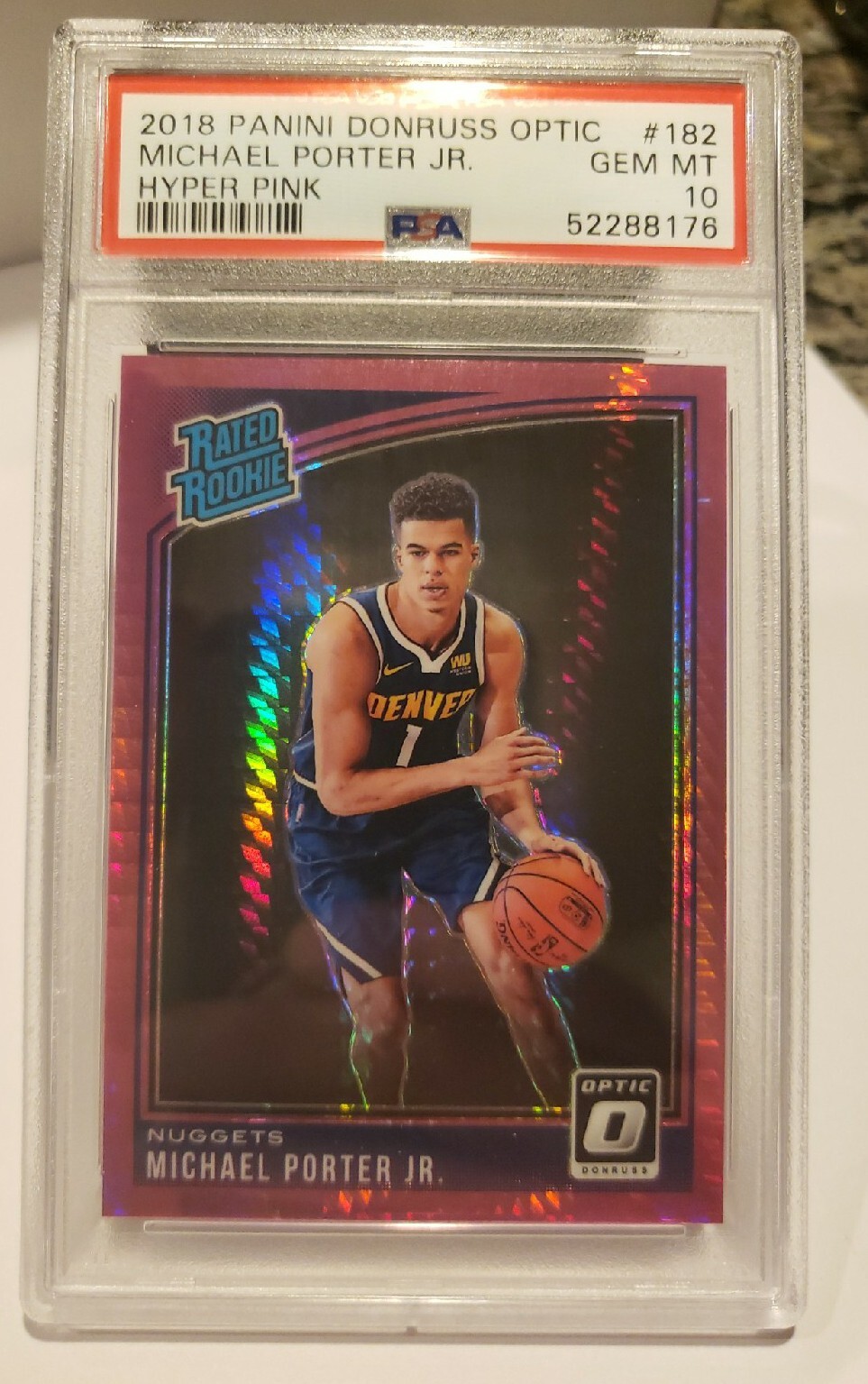 2018-19 Donruss Optic Michael Porter Jr Rookie Hyper Pink Prizm #182 PSA 10