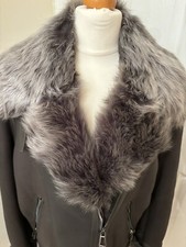 Dom Goor London Shearling Biker Leather Jacket - Size Uk 8 Bnwt.