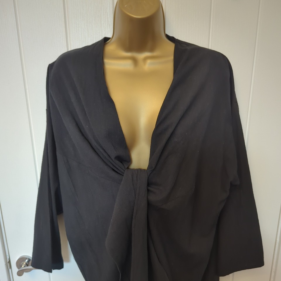 ZARA M/L BLACK NEW! 💯 COTTON LONG DUSTER COVER UP THROW OVER JACKET eBay