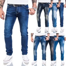 Herren Jeans Hose Slim Fit Rock Creek Designer Basic Jeans Stretch Hose Blau M21