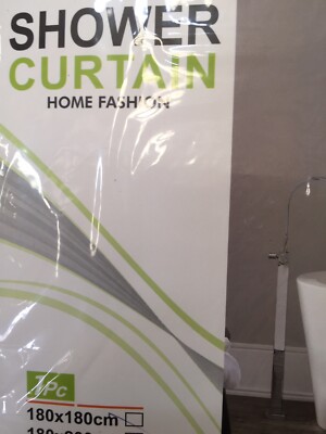 PREMIUM QUALITY SHOWER CURTAIN w 12 HOOKS,18OCM X 180CM- CLASSIC WHITE DIAMONDS