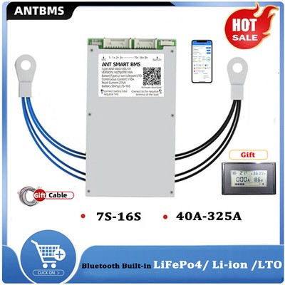 Smart Ant BMS/7-16S 100A-325A LiFePo4 Li-ion Battery ProtectionBoard Bulid in BT