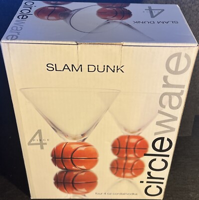 Vintage Circleware SLAM DUNK BASKETBALL Set of 4 Cordial Vodka