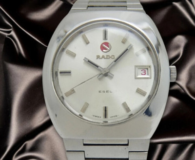 Rado Essel 25J Cal.2824 SS Cushion Red Date Silver Dial 35mm Automatic Men's