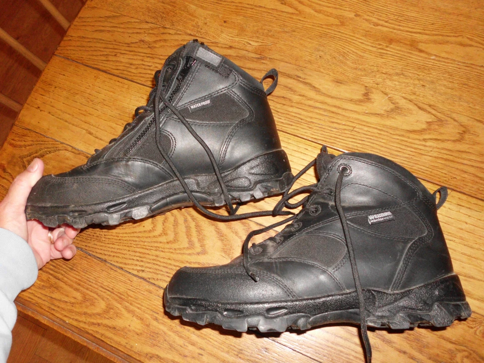 Blackhawk Warrior side zip / lace black leather tactical black boots sz 9.5 mens - Image 2 of 4