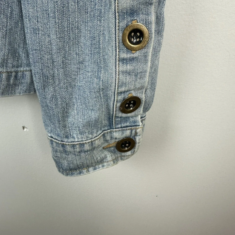 Newport News Jeanology Chaqueta Mujer 18 Jean Denim XL Azul Manga Gorra Botón BJ Foto 4 de 4