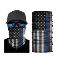 USA Flag Blue Lives Neck Gaiter Face Mask Bandana Head Band Multi-Use Tube Scarf