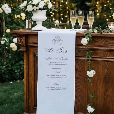 Minimalist Dessert Table Decor Fabric Wedding Bar Menu Banner