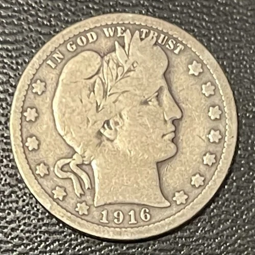 1916 25C Barber Quarter 90% Silver U.S. Coin
