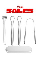4Pcs Metal Tongue Scraper Stainless Steel Oral Cleaner Scrapers Adults Travel